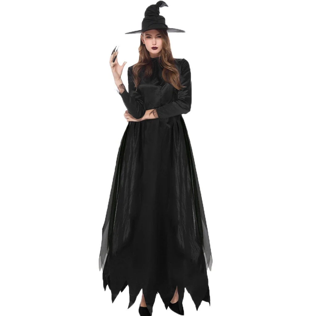 Halloween dress Cosplay Costumes Vampire Witch Costume Women Medieval Victorian Masquerade Costume Black Fancy Maxi Dress 902