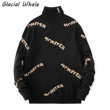 

GlacialWhale Mens Cardigan Knitted Men 2021 Winter Sweater Male Casual Oversized Hip Hop Turtleneck Sweaters Black Sweater Men
