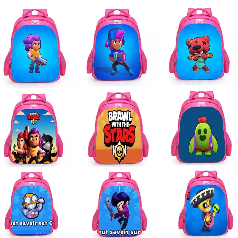 

Brawl stars game cartoon heroes school bag Luminous Student School Backpack Shelly Leon PRIMO plush dolls toy for kids gift