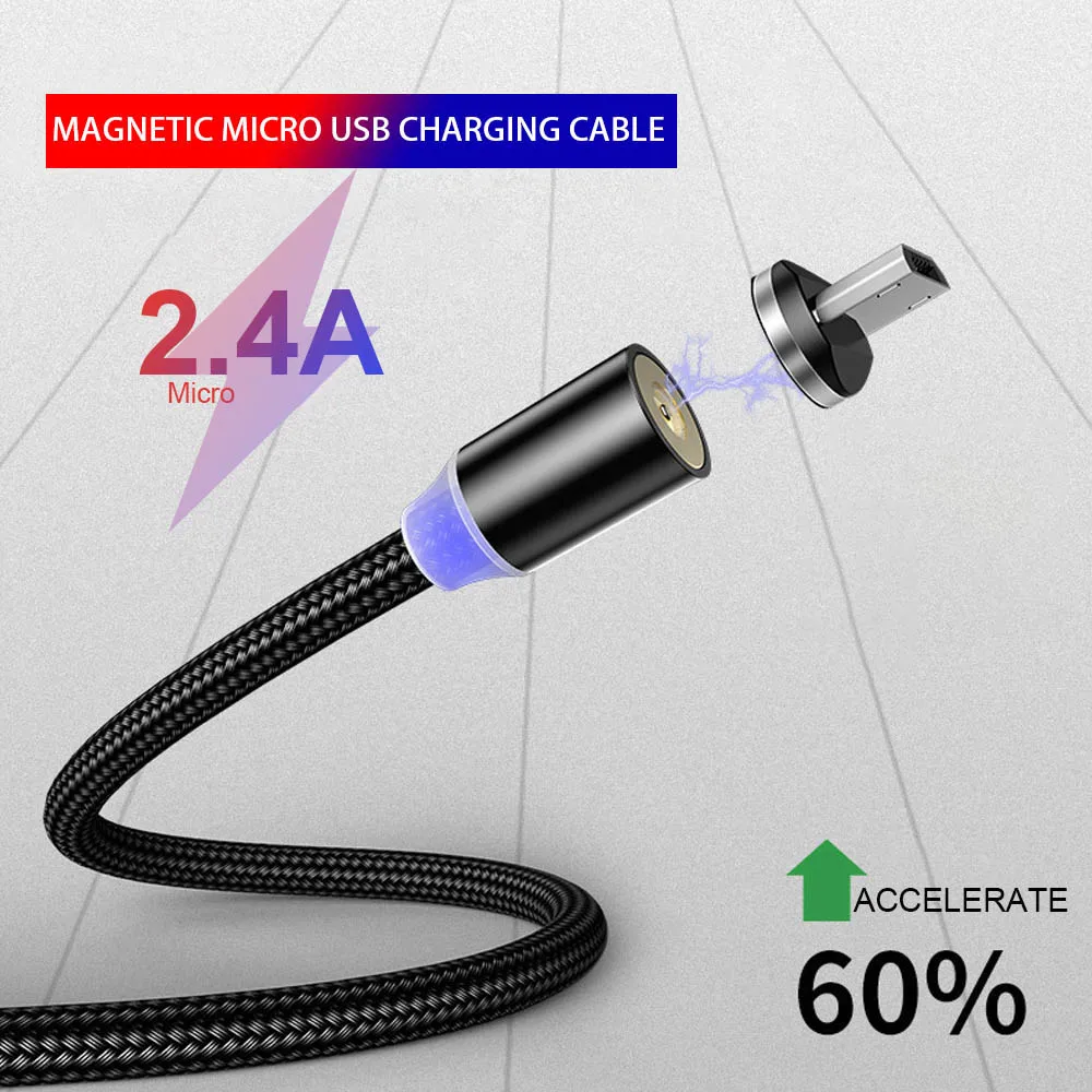 USB Magnetic Cable 360 Degreen Micro Usb Fast Charging For Samsung S7 Edge S6 Note 5 Xiaomi Android Magnet Charger Microusb Cabo | Мобильные