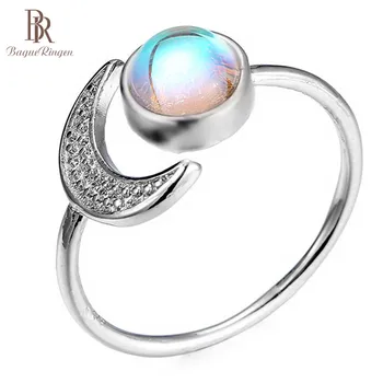 

Bague Ringen 925 Silver Jewelry Ring for Women Moon Moonstone Wedding and Birthday Gifts Anniversary Opening Adjustable Party