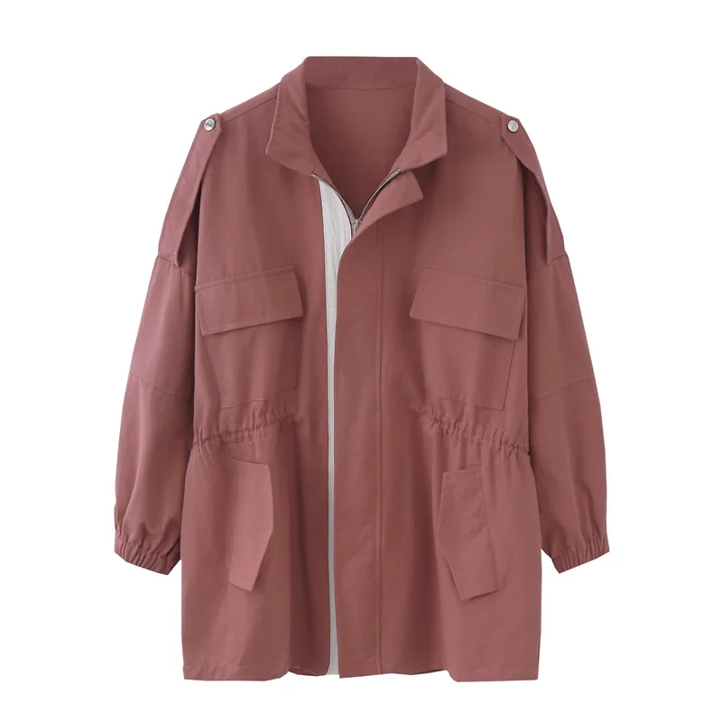Tooling Jacket Spring Autumn Basic Paragraph Mid-Long Large Size Standing Collar Elastic Waist Slim Coat Korean Version
Tooling Jacket Spring Autumn Basic Paragraph Mid-Long Large Size Standing Collar Elastic Waist Slim Coat Korean Version