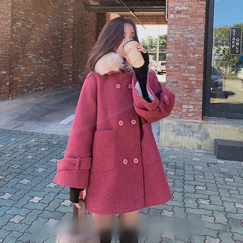 Spring Women Solid Fur Collar Wool Long Sleeve Coats Lady Pockets A-line Outwear Female Double Dreasted Casual Coats
Spring Women Solid Fur Collar Wool Long Sleeve Coats Lady Pockets A-line Outwear Female Double Dreasted Casual Coats