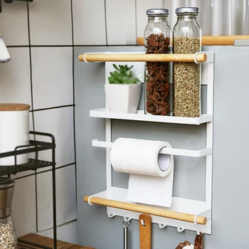 Iron refrigerator storage rack Magnet Spice bottle Tissue cling film Tinfoil Towel Holders Kitchen supplies wall storage 6 hook 
Iron refrigerator storage rack Magnet Spice bottle Tissue cling film Tinfoil Towel Holders Kitchen supplies wall storage 6 hook