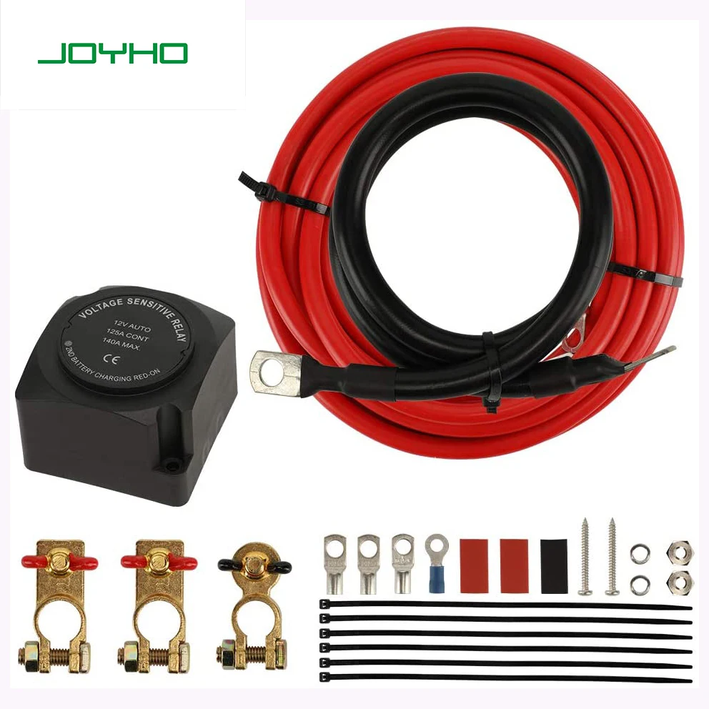 Dual Battery Isolator Kit 12V 140Amp Voltage Sensitive Relay & Wiring Cable Kit Complete VSR Double Battery Automatic Charger
Dual Battery Isolator Kit 12V 140Amp Voltage Sensitive Relay & Wiring Cable Kit Complete VSR Double Battery Automatic Charger