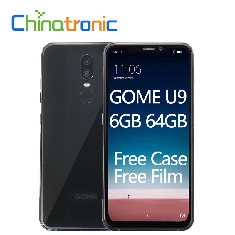 

Original GOME U9 6GB RAM 64GB ROM 4G FDD LTE Mobile Phone Helio P23 Octa core Dual SIM 6.18“FHD+ Face Unlock