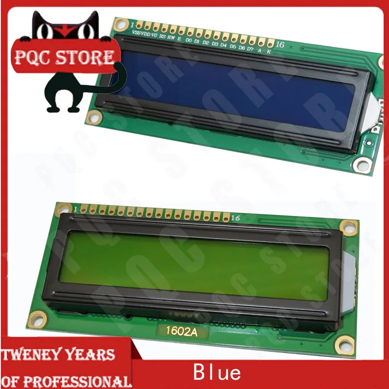 1pcs/lot 1602 16x2 Character LCD Display Module HD44780 Controller Blue/Green screen blacklight LCD1602 LCD monitor 1602 5V
1pcs/lot 1602 16x2 Character LCD Display Module HD44780 Controller Blue/Green screen blacklight LCD1602 LCD monitor 1602 5V