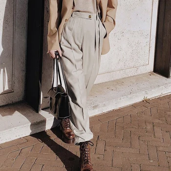 Solid Straight Women High Waist Office Trousers Workwear Ladies Pockets Design Loose Casual Pants Streetwear
Solid Straight Women High Waist Office Trousers Workwear Ladies Pockets Design Loose Casual Pants Streetwear