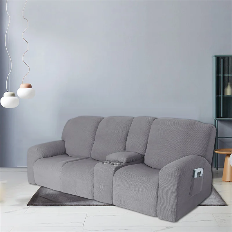 Housse extensible pour fauteuil inclinable 3 places, avec porte-gobelet, en polaire, pour salon Housse extensible pour fauteuil inclinable 3 places, avec porte-gobelet, en polaire, pour salon
