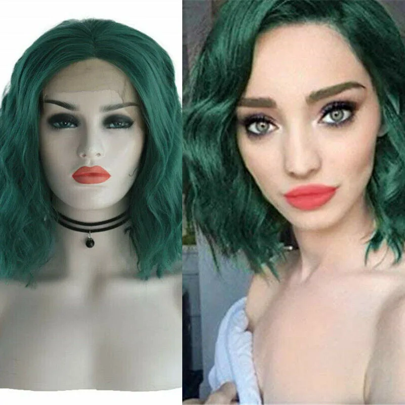 RONGDUOYI Green Hair Short Bob Wave Synthetic Lace Front Wigs Glueless Loose Wave Lace Frontal Middle Part Hair Wig for Women
RONGDUOYI Green Hair Short Bob Wave Synthetic Lace Front Wigs Glueless Loose Wave Lace Frontal Middle Part Hair Wig for Women