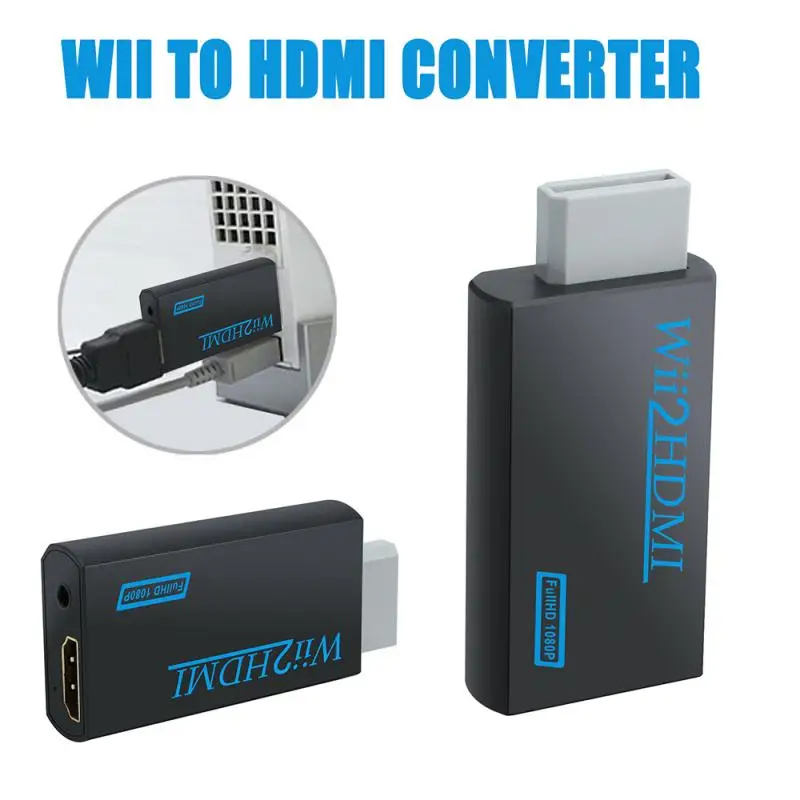 Фото For Wii To HDMI Scaler Adapter HD Video Converter Box1080P 3.5mm Audio PC HDTV Monitor Display | Электроника