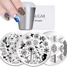 UR Rendas AÇÚCAR Flor Prego Stamping Template Aço Inoxidável Carimbar A Placa Padrão Animal Prego Selo Arte Carimbar Template Ferramenta(China)