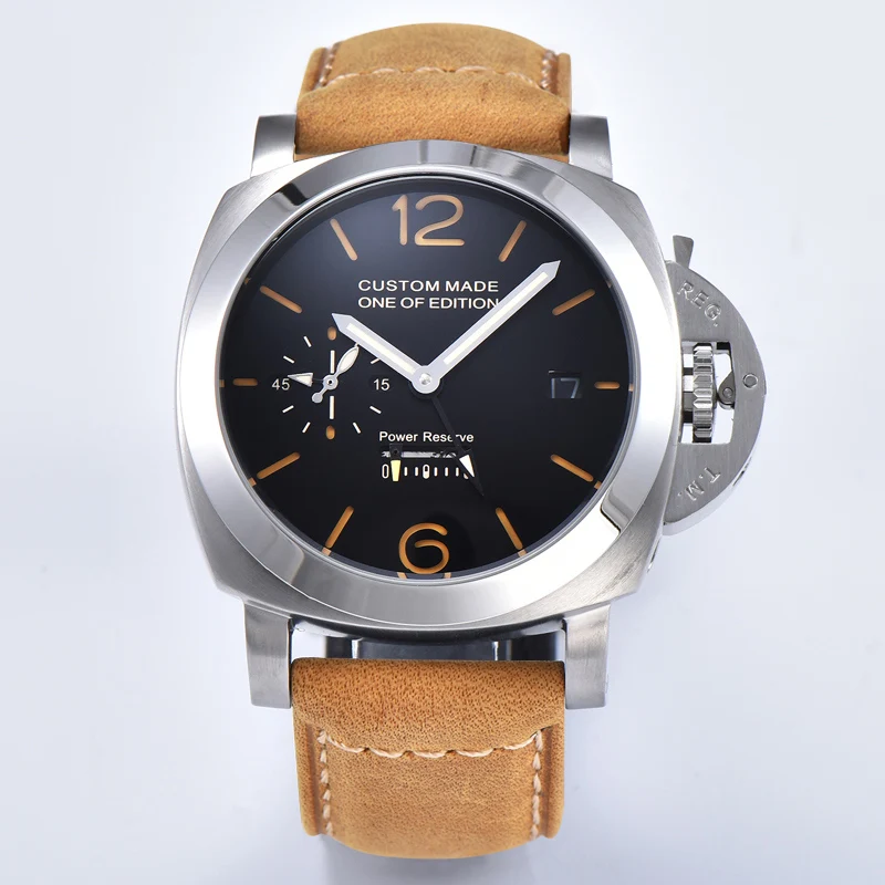 Parnis 44mm Automatic Mechanical Watch Men GMT Leather Strap Power Reserve Luminous Military Waterproof Men Watch CM102
Parnis 44mm Automatic Mechanical Watch Men GMT Leather Strap Power Reserve Luminous Military Waterproof Men Watch CM102