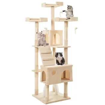 Environmentally Friendly Cat Tree Activity Center 175 Height With 3 Suspended Toys Stable Ladders Spacious Cat House Apartment
Environmentally Friendly Cat Tree Activity Center 175 Height With 3 Suspended Toys Stable Ladders Spacious Cat House Apartment
