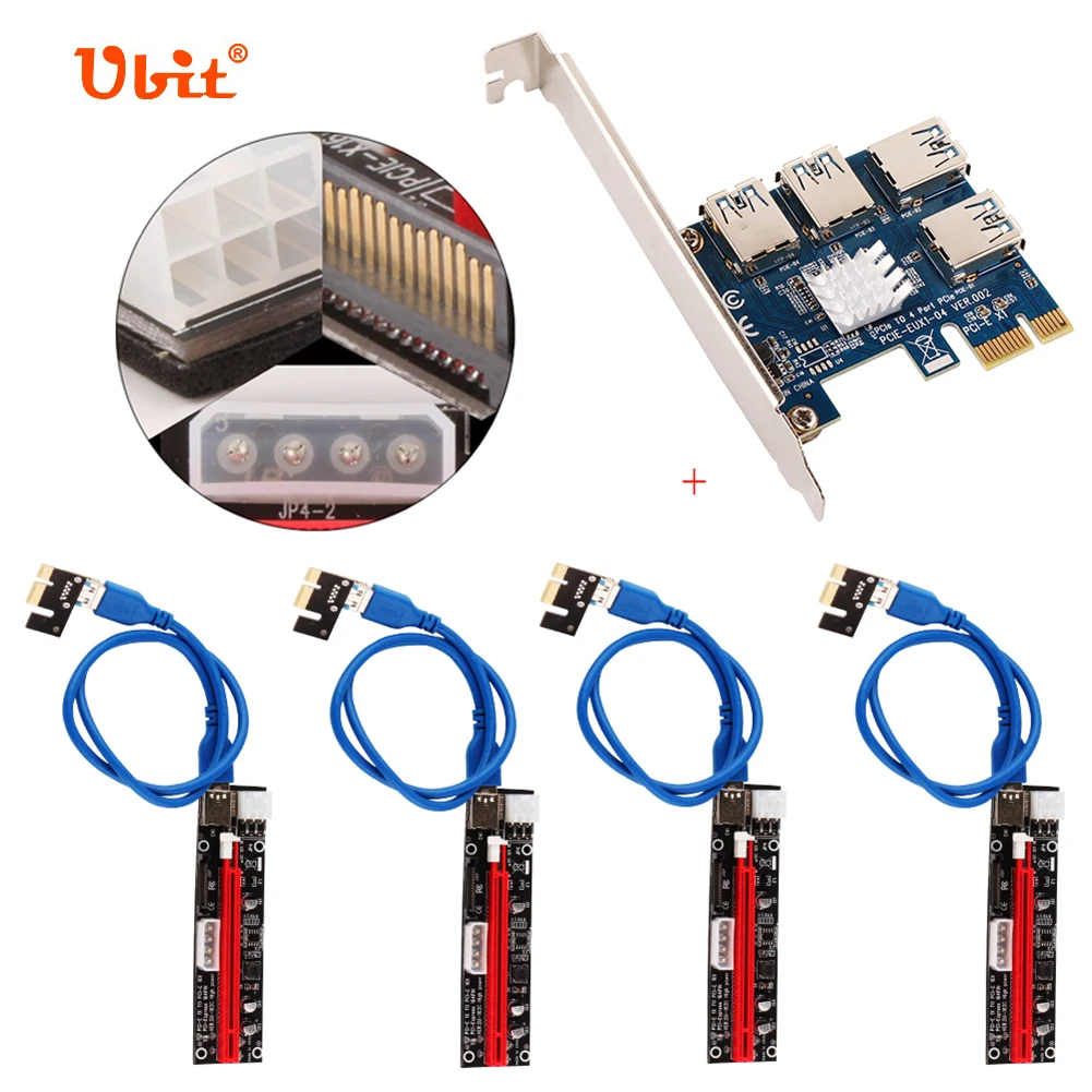 

Ubit 1X TO 16X PCI Graphics Extension Ethereum ETH Mining PCI-E Riser Express Card+60cm USB 3.0 Cable+4 Port Transfer Adapter