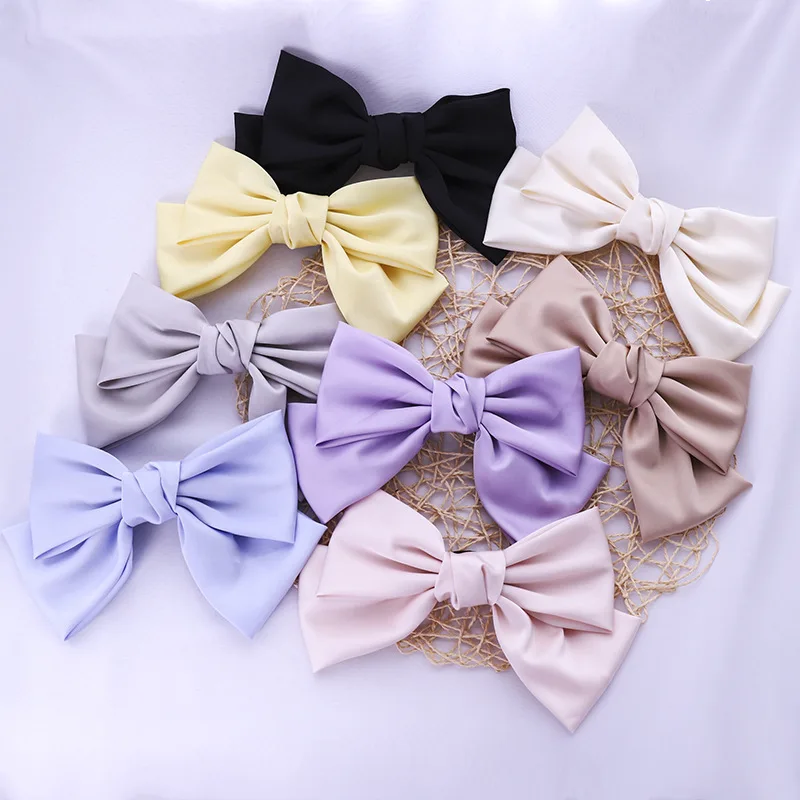 

Women Big Bow Hairgrips Girls Purple Satin Headwear Lady Hair Accessories Sweet Solid Bobby Pin Barrette Hair Clip Fashion D569