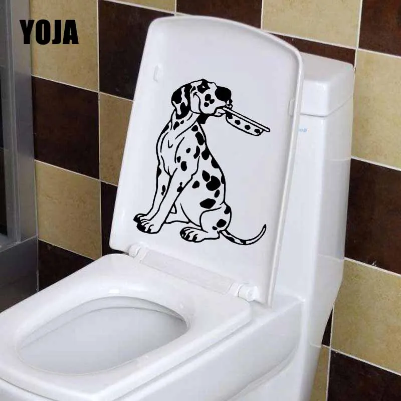 YOJA 19.6X24.3CM Home Decor Wall Stickers Kitchen Dalmatian Puppy Dog Pet Bowl Funny Pattern Toilet Decal T5-1639 | Дом и сад