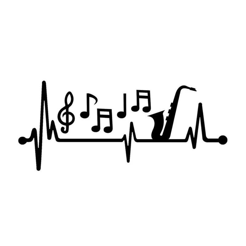 Фото 1 шт. Автомобильная наклейка саксофон музыкальные ноты сердцебиение Виниловая 15