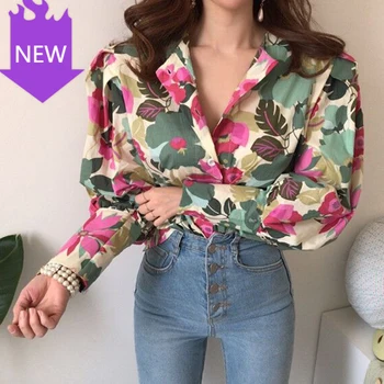Autumn Hot selling women's fashion casual ladies print Shirts Korea style vintage new Spring Summer
Autumn Hot selling women's fashion casual ladies print Shirts Korea style vintage new Spring Summer