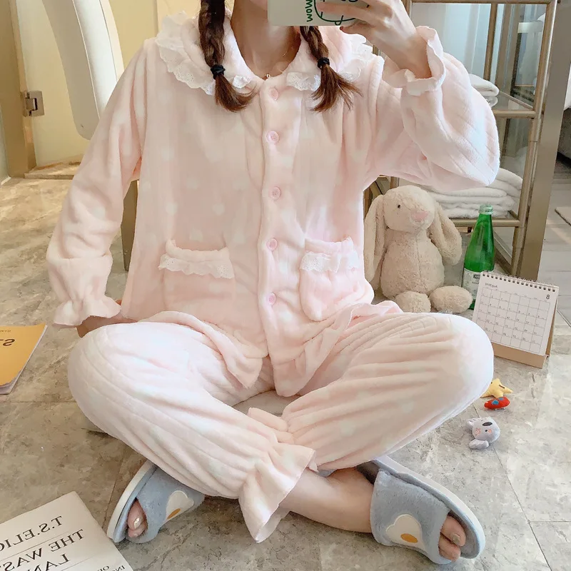 Pajamas Female Spring Autumn & Winter Flannel Thick Warm Korean-style Cute Spring Coral Velvet Tracksuit Two-Piece Set
Pajamas Female Spring Autumn & Winter Flannel Thick Warm Korean-style Cute Spring Coral Velvet Tracksuit Two-Piece Set