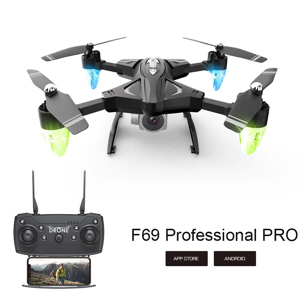 

Mini Drone F69 Foldable RC Drone With Camera 1080P 2.4Ghz 6-Axis Gyro 4CH RC Drone Altitude Hold Night Light Mode RC Drone