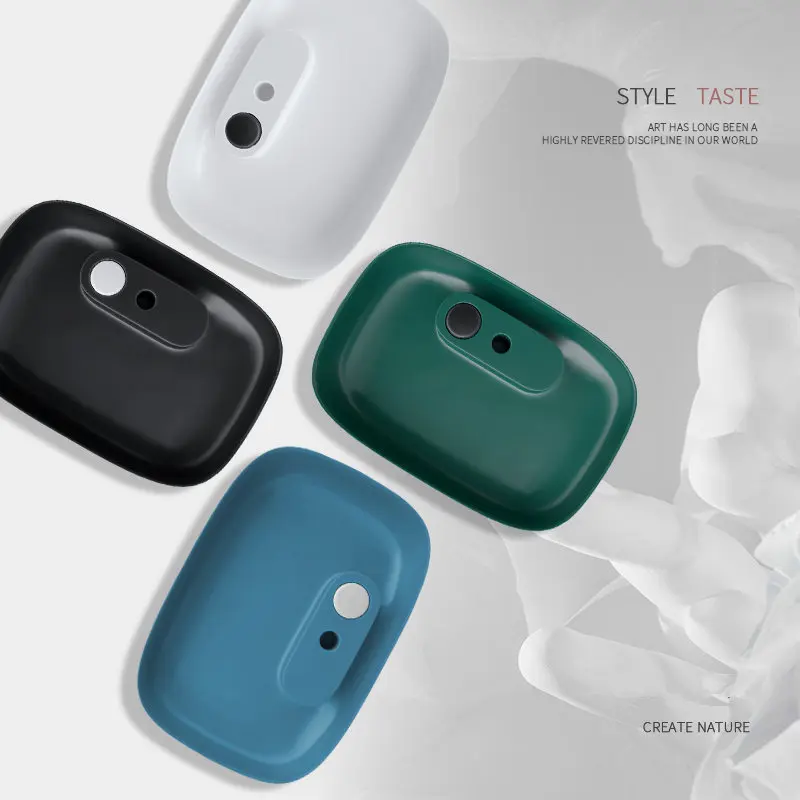 Nordic ceramic wash basin square basin european art basin home basin black sink for bathroom side-draining invisible rear drain 
Nordic ceramic wash basin square basin european art basin home basin black sink for bathroom side-draining invisible rear drain