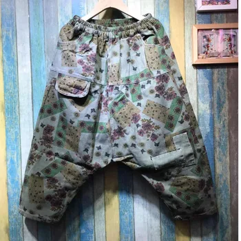 Women Baggy Low Crotch Denim Pants Plus Size Elastic Waist Floral Printed Jeans Hip Hop Cross-Pants Boyfriend thin Trousers
Women Baggy Low Crotch Denim Pants Plus Size Elastic Waist Floral Printed Jeans Hip Hop Cross-Pants Boyfriend thin Trousers