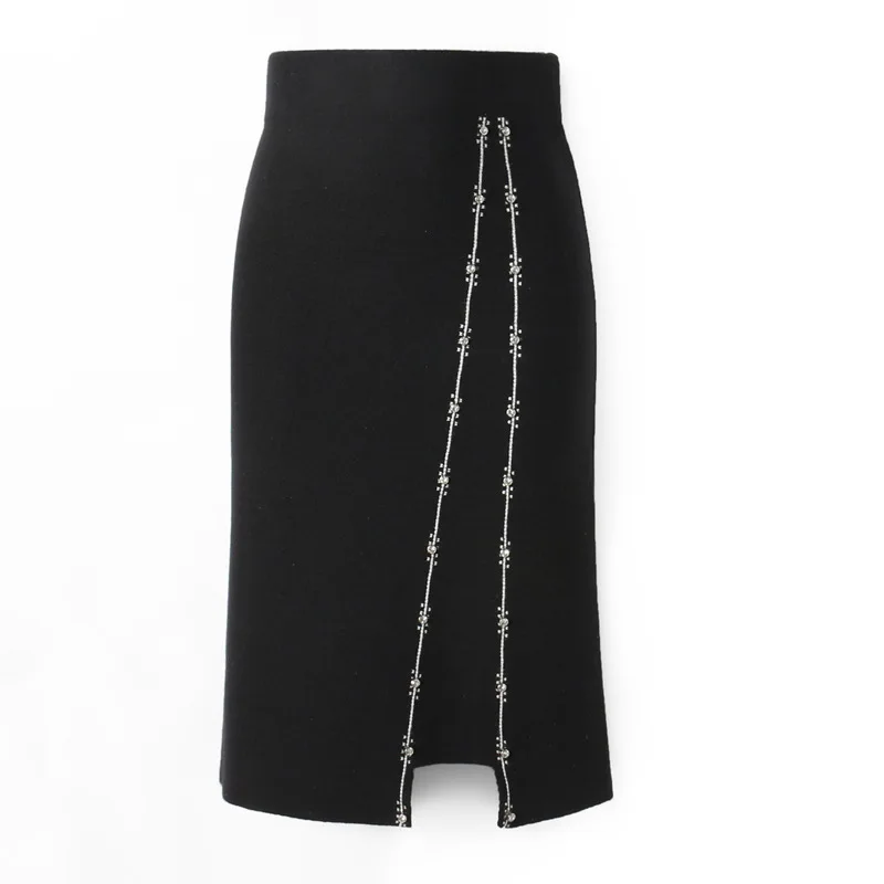 New High Waist Mid Long Skirt Women Knitted Autumn Winter Slim Skirts 2020 Spring Designer Embroidery Diamond Button Split Skirt
New High Waist Mid Long Skirt Women Knitted Autumn Winter Slim Skirts 2020 Spring Designer Embroidery Diamond Button Split Skirt