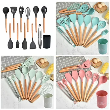 Silicone Kitchenware Cooking Utensils Set Heat Resistant Non-Stick Storage Box Turner Tongs Spatula Soup Spoon Kitchen Tool
Silicone Kitchenware Cooking Utensils Set Heat Resistant Non-Stick Storage Box Turner Tongs Spatula Soup Spoon Kitchen Tool