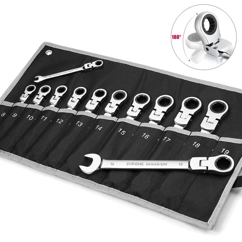 Фото Набор гаечных ключей с трещоткой и гибкой головкой комплект стандартных