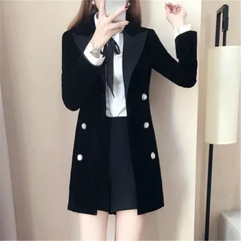 Black gold velvet suit jacket ladies autumn new fashion long-sleeved double-breasted OL professional casual suit jacket
Black gold velvet suit jacket ladies autumn new fashion long-sleeved double-breasted OL professional casual suit jacket