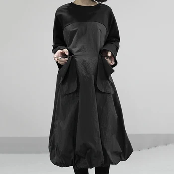 Korea Women Army Green Pocket Split Joint Dress New Round Neck Long Sleeve Loose Fit Fashion Tide Spring Autumn 2020 1N585 
Korea Women Army Green Pocket Split Joint Dress New Round Neck Long Sleeve Loose Fit Fashion Tide Spring Autumn 2020 1N585