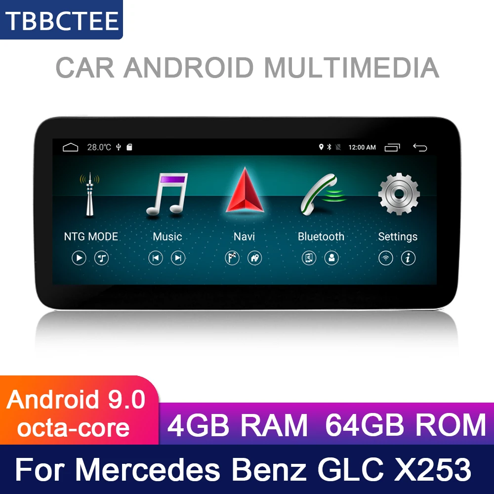 Автомобильный мультимедийный плеер 10 25 дюйма 4 Гб + 64 ГБ Android для Mercedes Benz MB GLC X253 C253