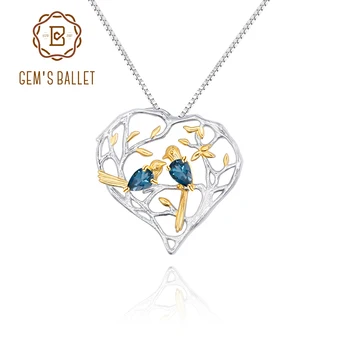 GEM'S BALLET Natural London Blue Topaz 925 Sterling Silver Handmade Lovebirds Heart Pendant Necklace for Women Gemstones Jewelry
GEM'S BALLET Natural London Blue Topaz 925 Sterling Silver Handmade Lovebirds Heart Pendant Necklace for Women Gemstones Jewelry