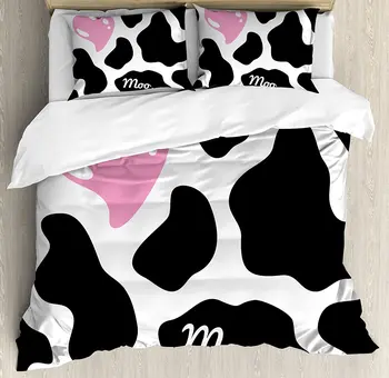 Cow Print Duvet Cover Set Camouflage Hide Pattern in Black and White with Cute Pink Heart Shape Moo Bedding Set Pink Black White
Cow Print Duvet Cover Set Camouflage Hide Pattern in Black and White with Cute Pink Heart Shape Moo Bedding Set Pink Black White