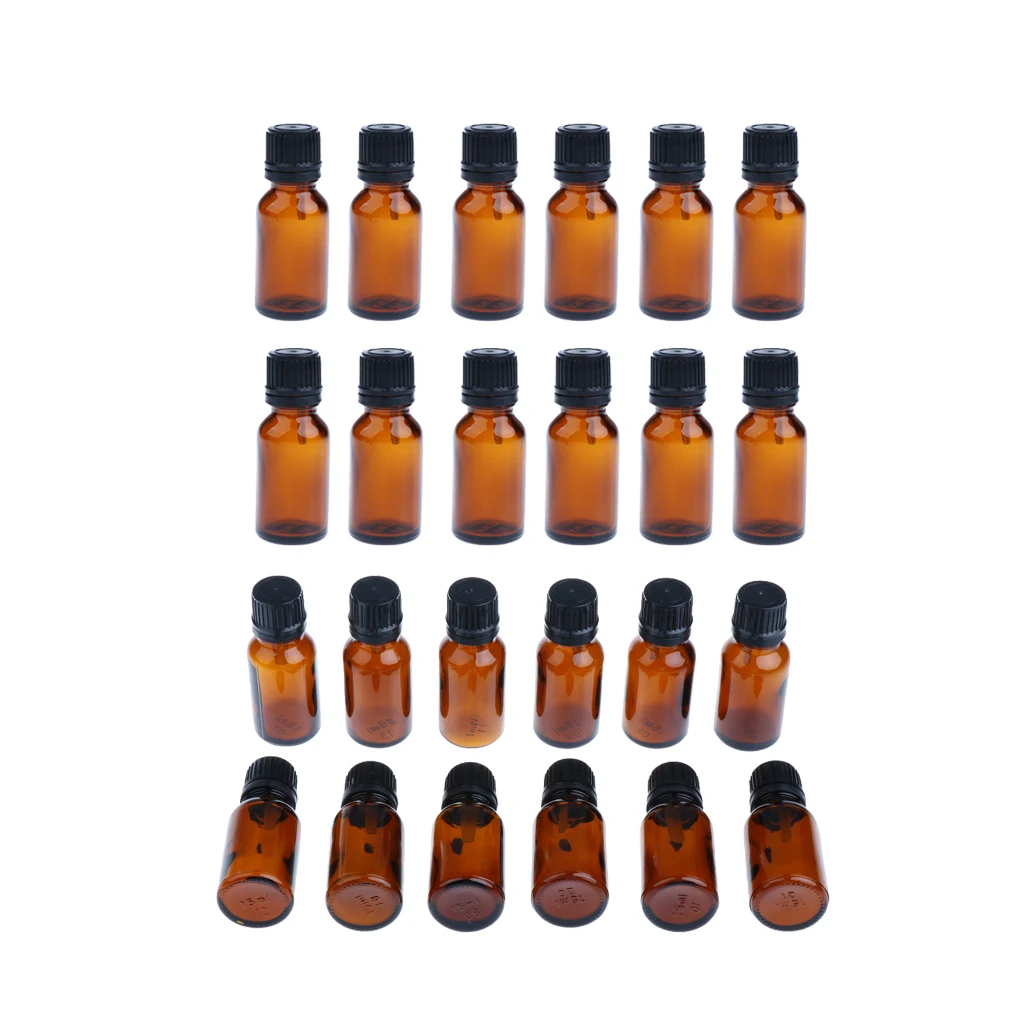 24pcs Travel Essential Oils Glass Amber Empty Brown Bottles Cosmetic Container with Euro Reducer Dropper 24pcs Travel Essential Oils Glass Amber Empty Brown Bottles Cosmetic Container with Euro Reducer Dropper