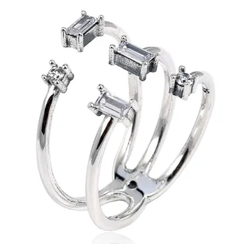 

Authentic 925 Sterling Silver Ring Shards of Sparkle With Crystal Rings For Women Wedding Party Gift Fine Jewelry