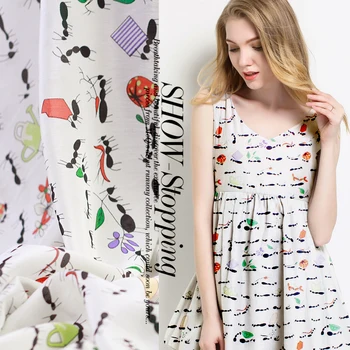 100x110cm Cartoon Lovely Ants Printed 100%Mulberry Silk Crepe de chine For Woman summer dress Blouse DIY Sewing Fabric 
100x110cm Cartoon Lovely Ants Printed 100%Mulberry Silk Crepe de chine For Woman summer dress Blouse DIY Sewing Fabric