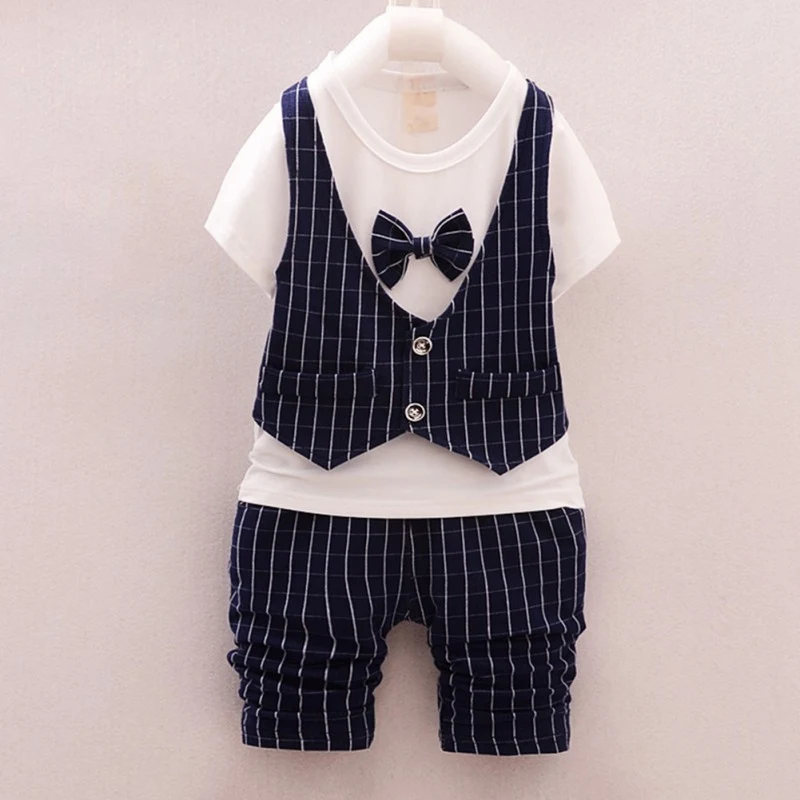 Summer Baby Boys Short Sleeve Fake 2 Piece Clothes Set Plaid Print Tops Blouse T-shirt+Shorts for children
Summer Baby Boys Short Sleeve Fake 2 Piece Clothes Set Plaid Print Tops Blouse T-shirt+Shorts for children