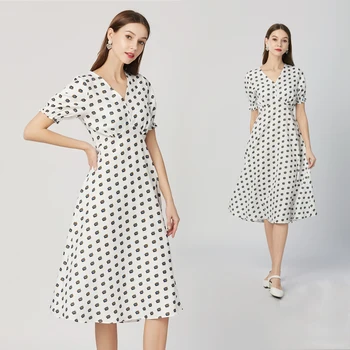 Simgent V-Neck Dress 2020 Summer Fashion Women Lantern Sleeve A Line Dot Printing Dress Vestidos SG0032619 
Simgent V-Neck Dress 2020 Summer Fashion Women Lantern Sleeve A Line Dot Printing Dress Vestidos SG0032619