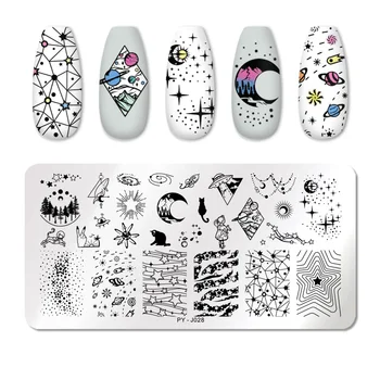 PICT YOU Striped Line Star Moon Nail Stamping Plates Geometric Plate Striped Line Nail Templates Stainless Steel Stencil Tools
PICT YOU Striped Line Star Moon Nail Stamping Plates Geometric Plate Striped Line Nail Templates Stainless Steel Stencil Tools