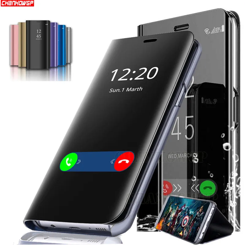 Умный зеркальный Чехол-книжка для Huawei P20 P30 Lite Y9 Y7 Y6 Y5 P Smart Plus 2019 Mate20 Honor 20 Pro 10i 10 9 8X 8C
