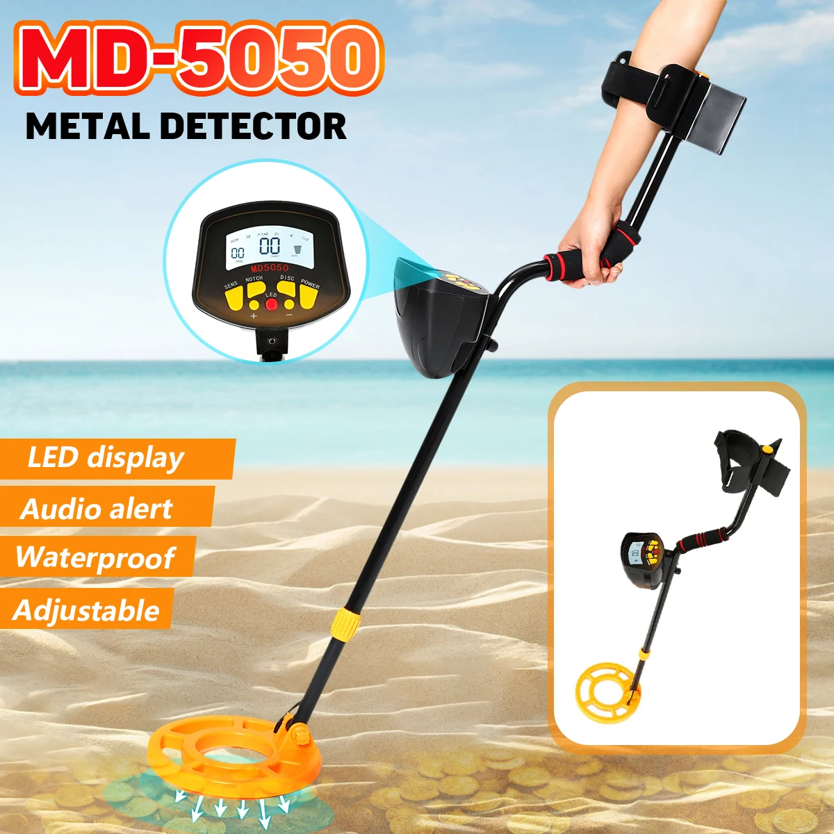 MD5050 Professional Underground Metal Detector Gold Detectors LCD Display Sound Mode Treasure Hunter Tracker Finder Sensitive
MD5050 Professional Underground Metal Detector Gold Detectors LCD Display Sound Mode Treasure Hunter Tracker Finder Sensitive
