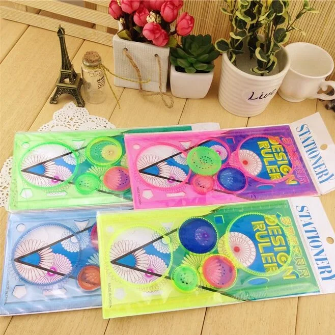 1pack/lot Kids' Puzzle Colorful Drawing Ruler Set Drawing-tool Spirograph Ruler Students DIY tools Stationery Material Escolar
1pack/lot Kids' Puzzle Colorful Drawing Ruler Set Drawing-tool Spirograph Ruler Students DIY tools Stationery Material Escolar