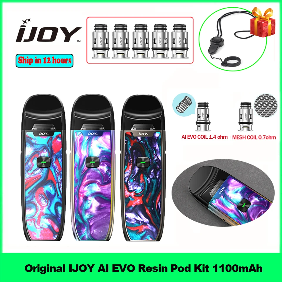 Original IJOY AI EVO Resin Pod Kit 1100mAh 20W with 2.8ml Cartridge Pod system Starter Vape Pen Vaporizer vs Renova Zero Kit
Original IJOY AI EVO Resin Pod Kit 1100mAh 20W with 2.8ml Cartridge Pod system Starter Vape Pen Vaporizer vs Renova Zero Kit