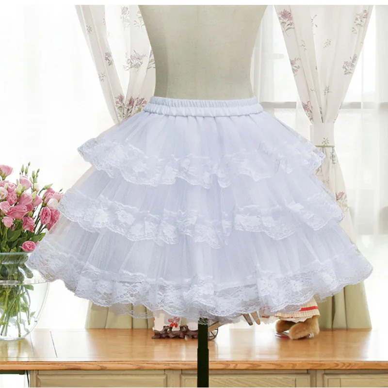 3 Layer White Tulle With Floral Lace Trim Fluffy Ball Gown Sweet Cute Lolita Skirt Gothic Short Petticoat Tutu Underskirt Women
3 Layer White Tulle With Floral Lace Trim Fluffy Ball Gown Sweet Cute Lolita Skirt Gothic Short Petticoat Tutu Underskirt Women