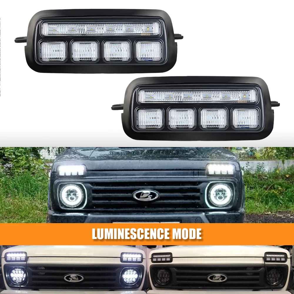 

2PCS LED DRL Light Car Styling Accessories LED Daytime Running Lights with Turn Signal Light Lamp for Lada Niva 4x4 1995