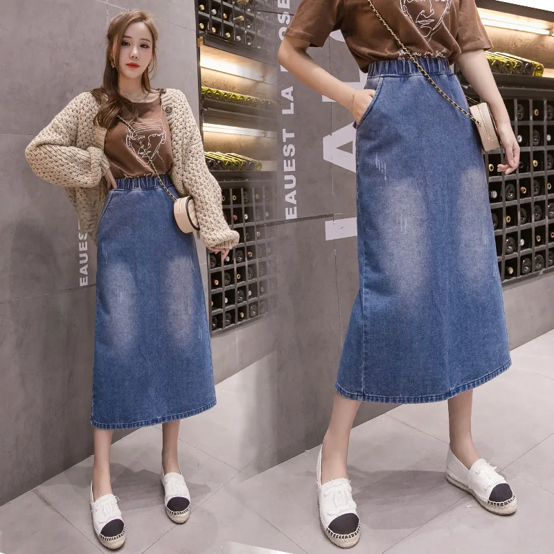2020 Spring And Summer New Style 200 Large Size Dress High-waisted Slit Elastic Waist Mid-length Denim Skirt Skirt Women's
2020 Spring And Summer New Style 200 Large Size Dress High-waisted Slit Elastic Waist Mid-length Denim Skirt Skirt Women's