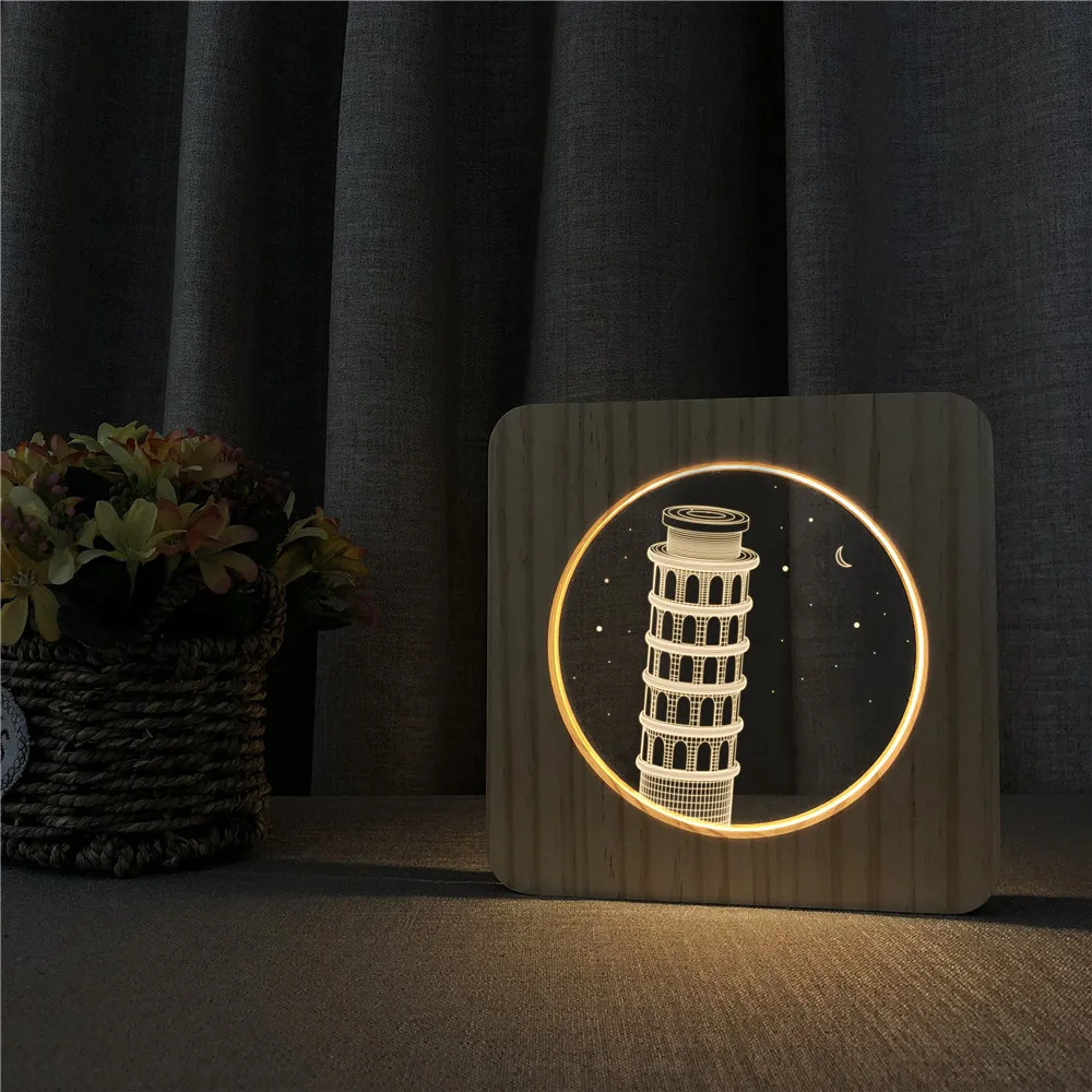 Leaning Tower of Pisa 3D LED Arylic Wooden Night Lamp Table Light Switch Control Carving Lamp for Children's Room Table Gift
Leaning Tower of Pisa 3D LED Arylic Wooden Night Lamp Table Light Switch Control Carving Lamp for Children's Room Table Gift