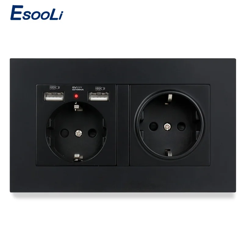 Esooli PC Plastic Panel Wall Socket EU Standard Power Outlet With Dual USB Smart Induction Charge Port For Mobile 5V 2.1A
Esooli PC Plastic Panel Wall Socket EU Standard Power Outlet With Dual USB Smart Induction Charge Port For Mobile 5V 2.1A
